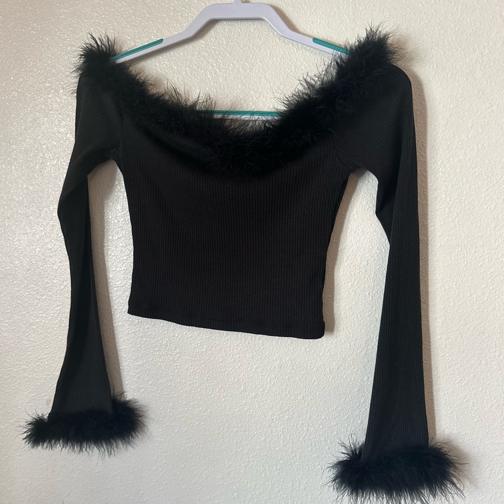 Feathered Long Sleeve Top